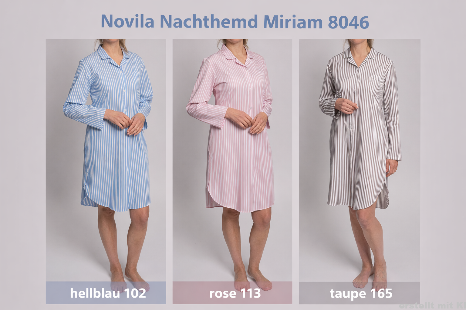 Novila   Novila Nachthemd Miriam 8046 – Damen Schlafshirt aus 100 % Baumwolle