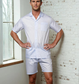 Novila Herren Schlafanzug kurz Gr.46-56 Novila Marco 8366 Popeline Streifen - hellblau 2