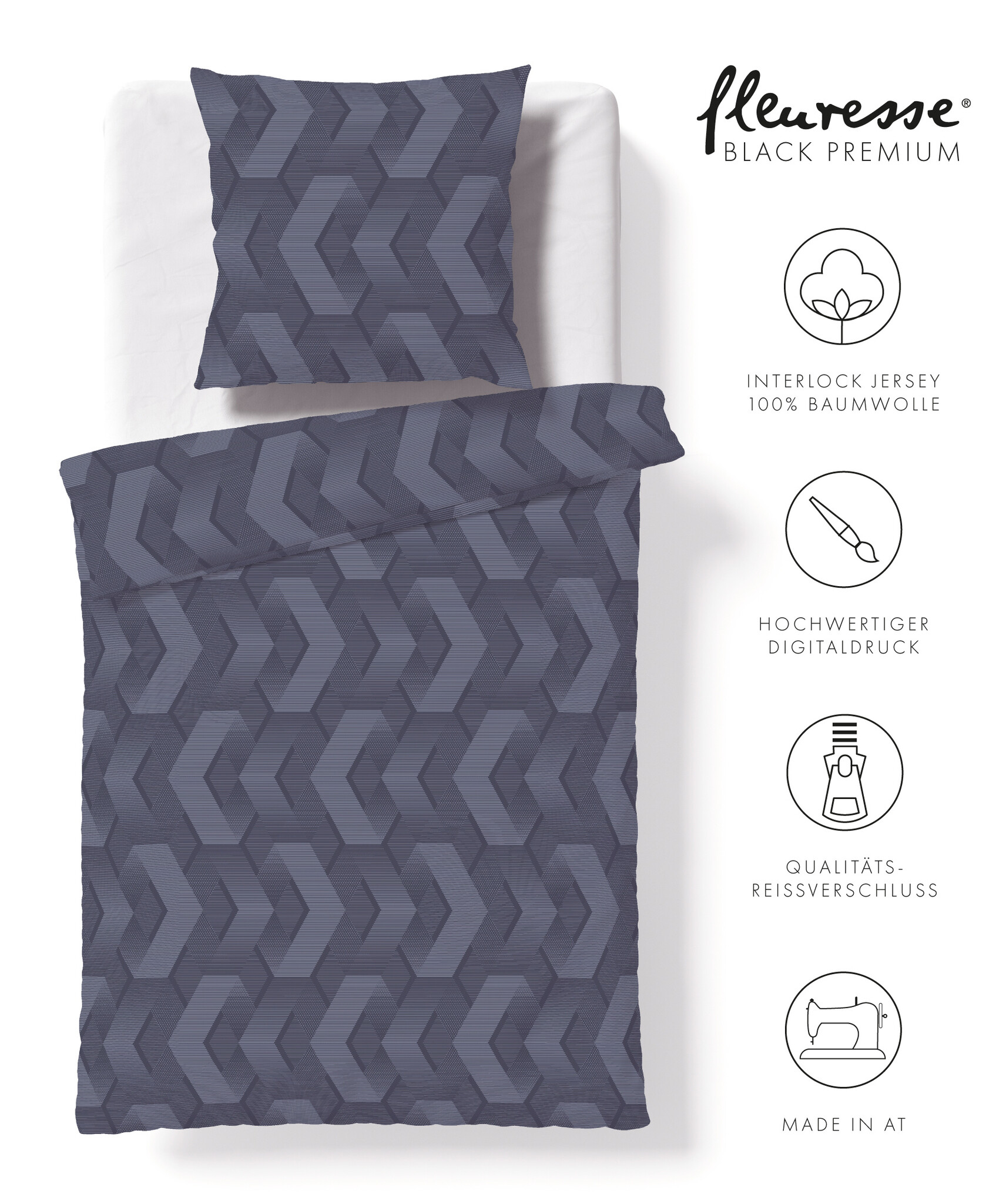 fleuresse – Hochwertige Bettwäsche Fleuresse Black Premium Bettwäsche 2026 – Interlock Jersey 74597