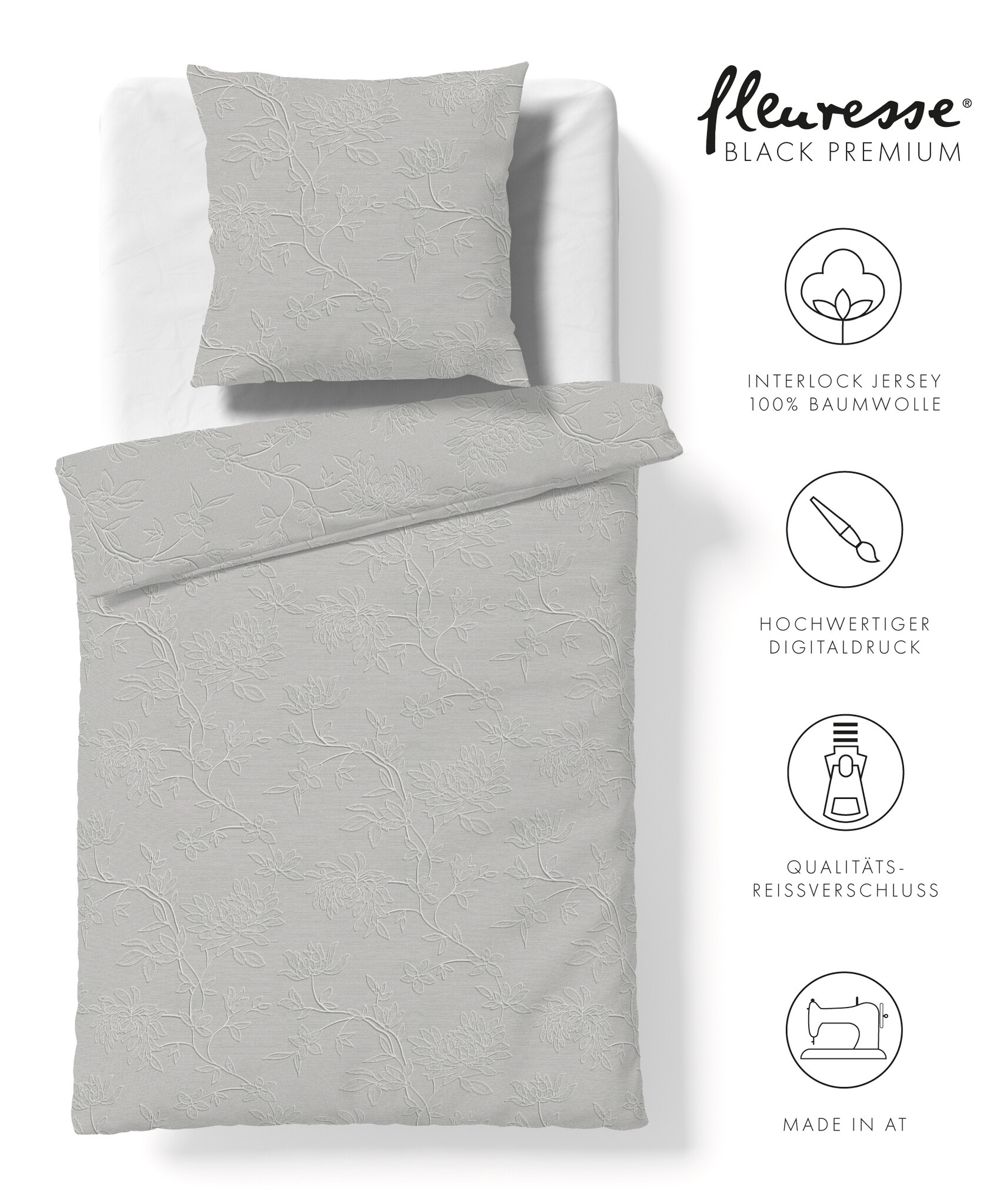 fleuresse – Hochwertige Bettwäsche Fleuresse Black Premium Bettwäsche 2026 – Interlock Jersey 74598