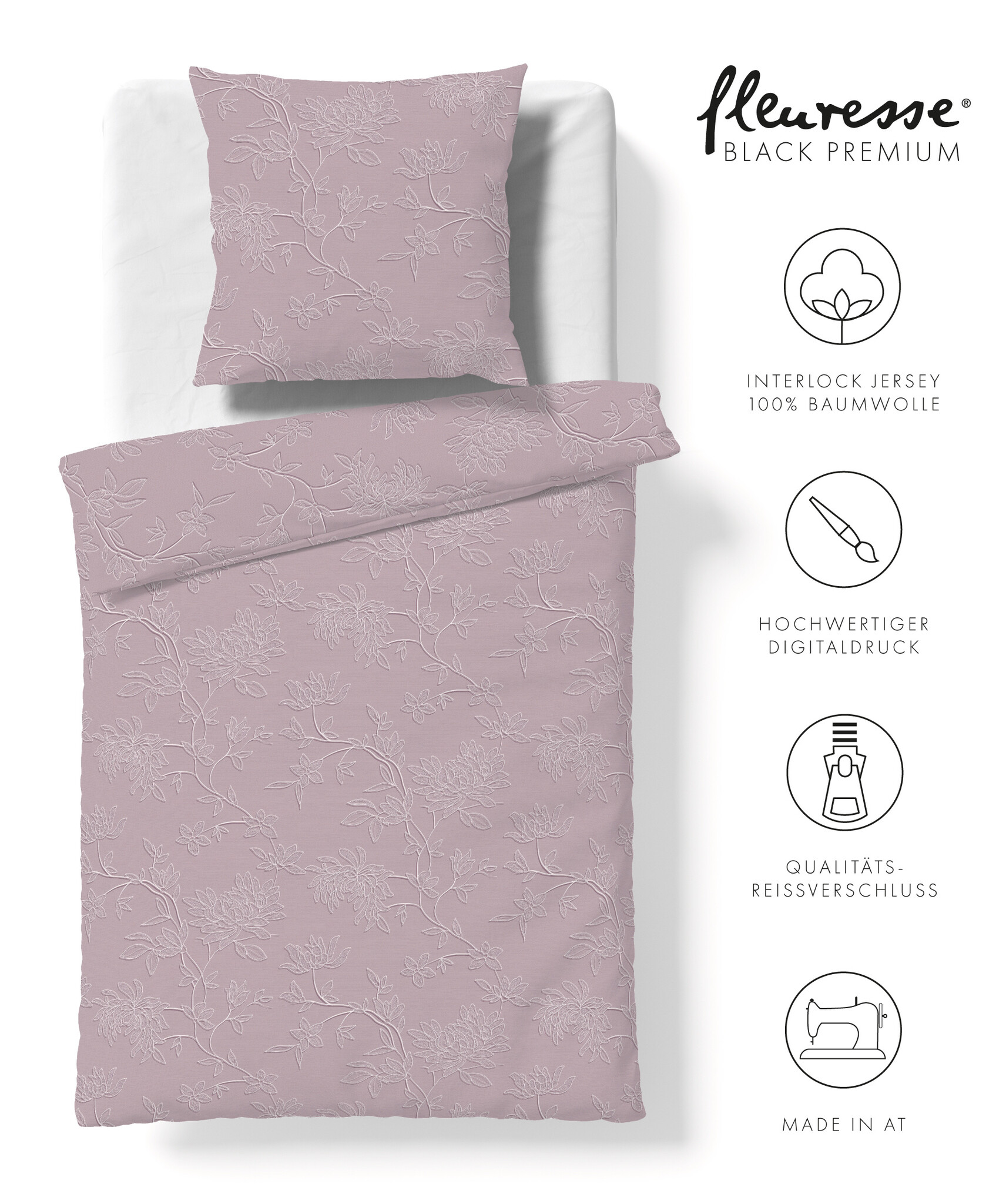 fleuresse – Hochwertige Bettwäsche Fleuresse Black Premium Bettwäsche 2026 – Interlock Jersey 74598