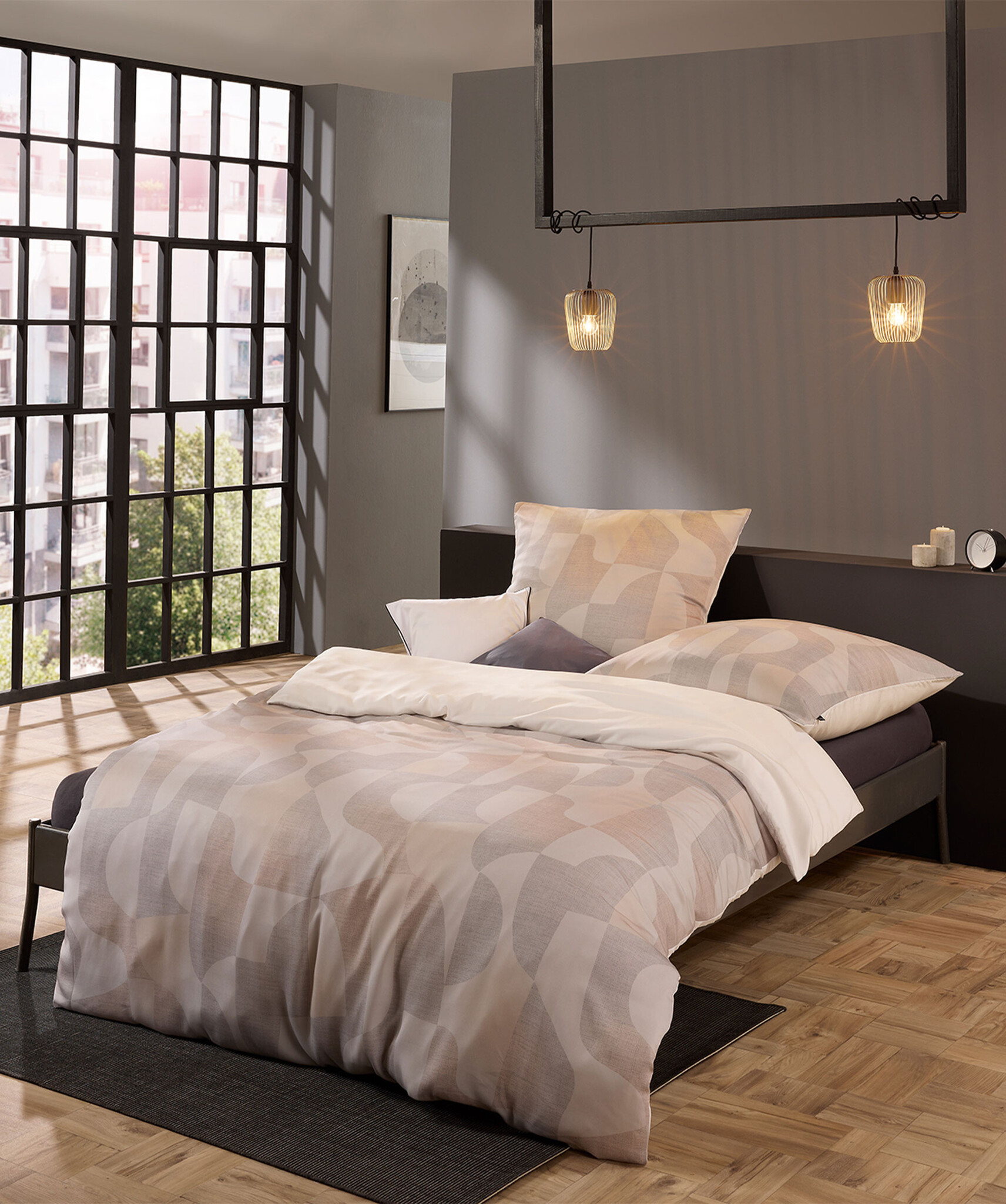 fleuresse – Hochwertige Bettwäsche Fleuresse Black Premium Tencel Bettwäsche creme-grau 524593