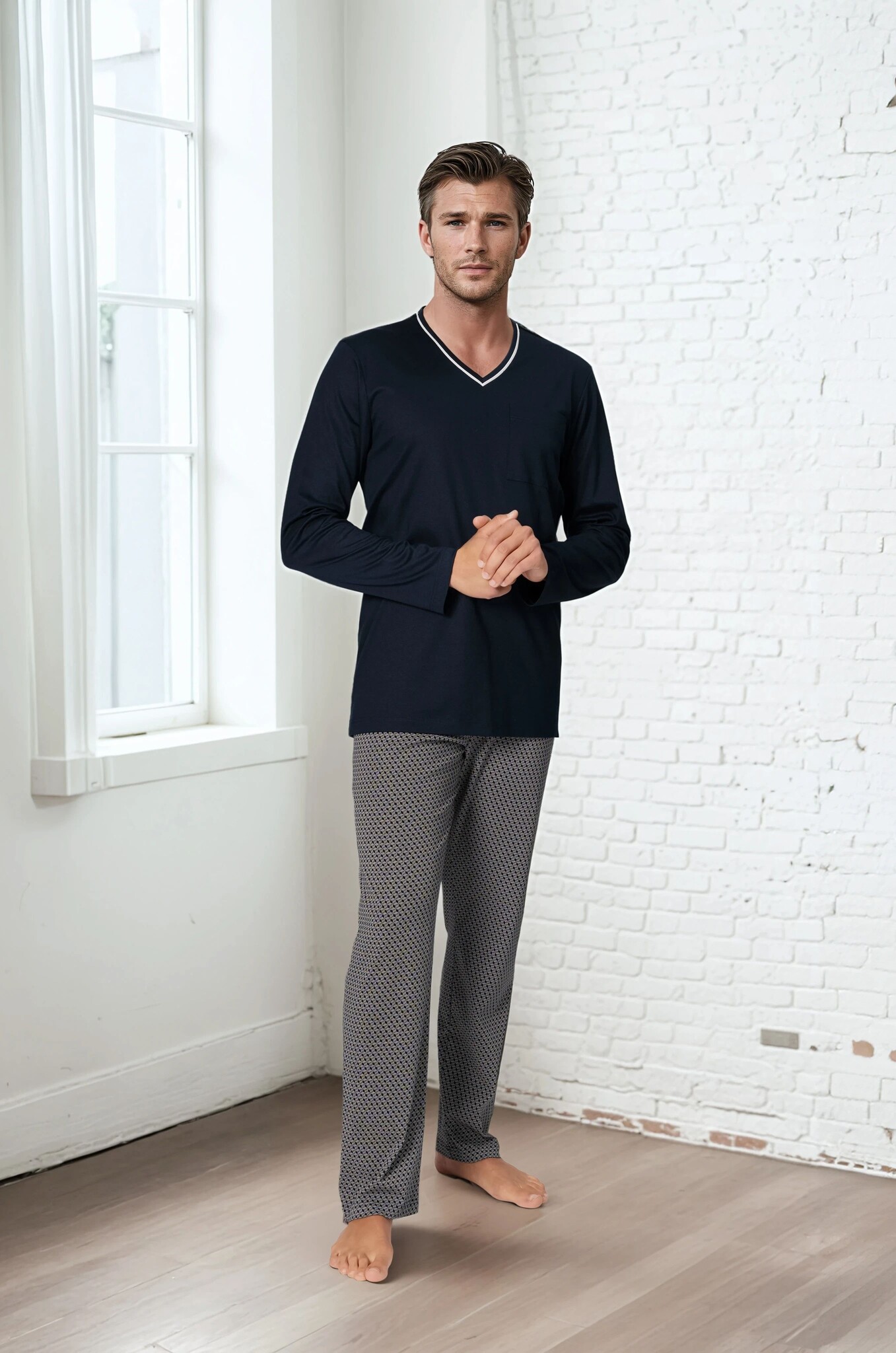 Novila    Herren Pyjama Novila Jan 8101-65 - Hochwertiger  bügelfreier Jersey
