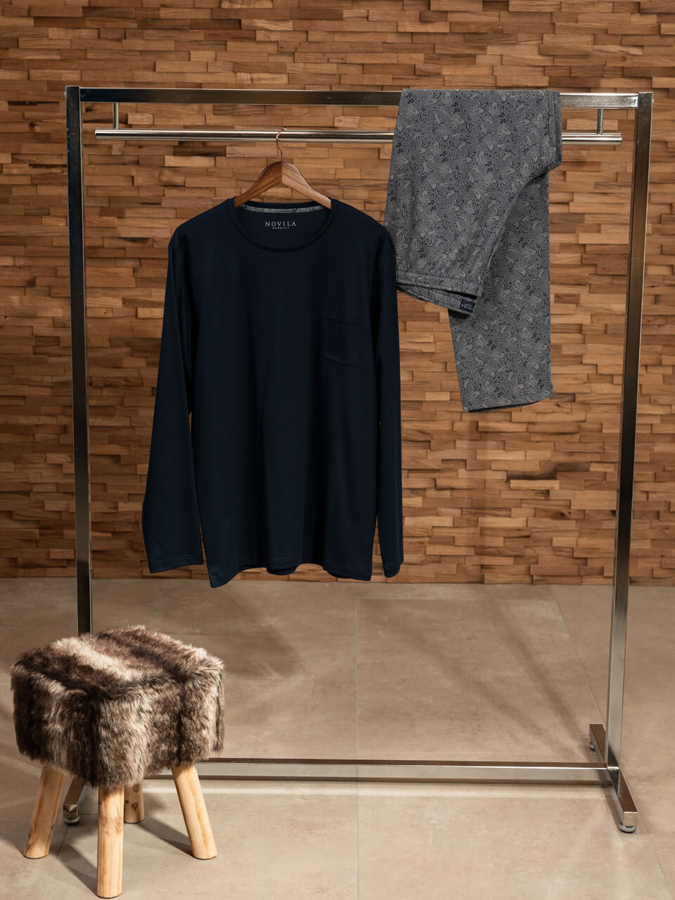 Novila   Novila Herren Pyjama 8103 – stilvolle Premium Nachtwäsche