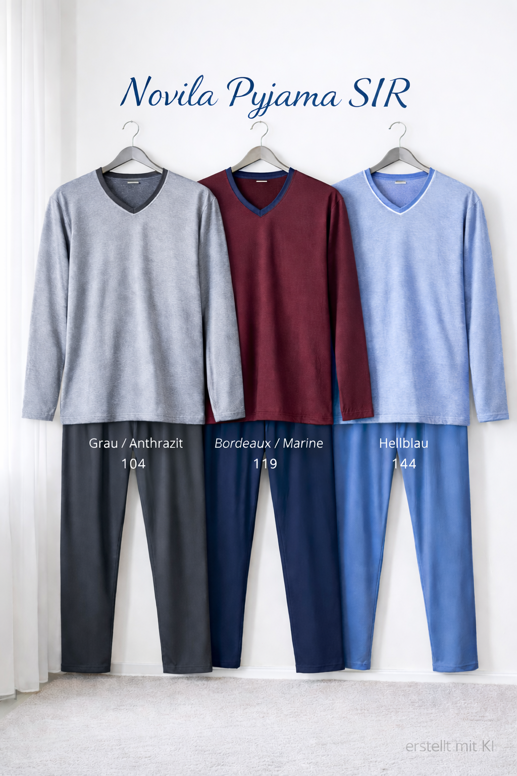 Novila    Herren Schlafanzug Gr.46-60 Novila SIR 8590-3 Farben