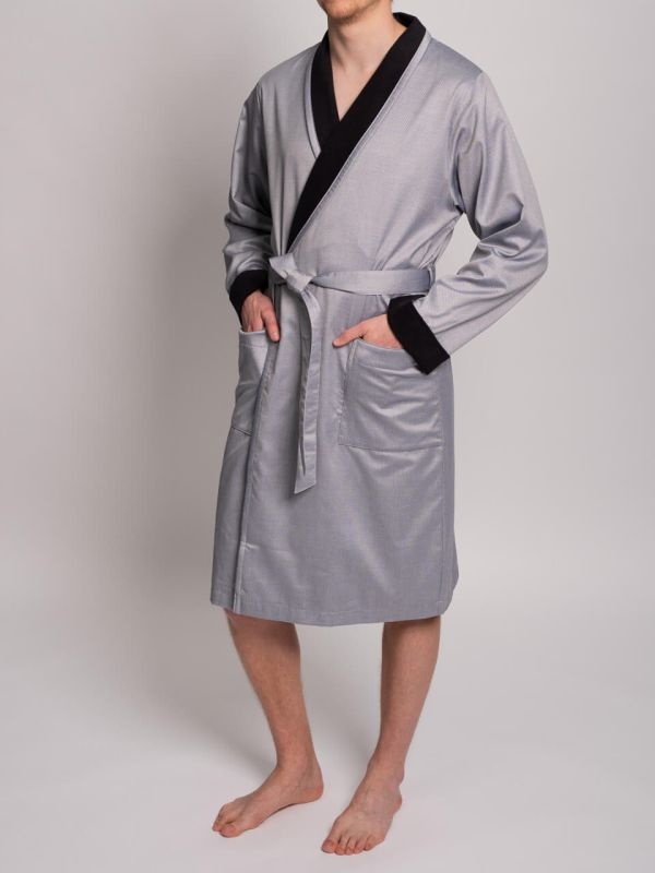 Novila  Herren Hausmantel Novila George 8044 – Jacquard Luxus aus 100% Baumwolle