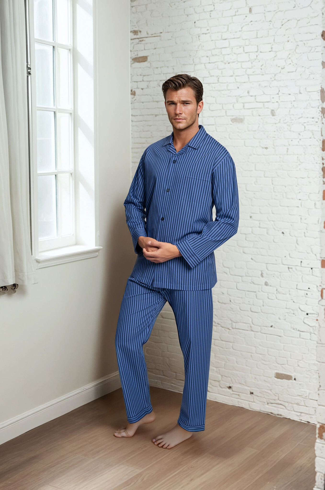 Novila Herren Schlafanzug Pyjama Ralph 8046 dunkelblau 105