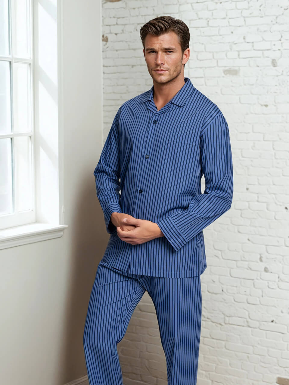 Novila Herren Schlafanzug Pyjama Ralph 8046 dunkelblau 105