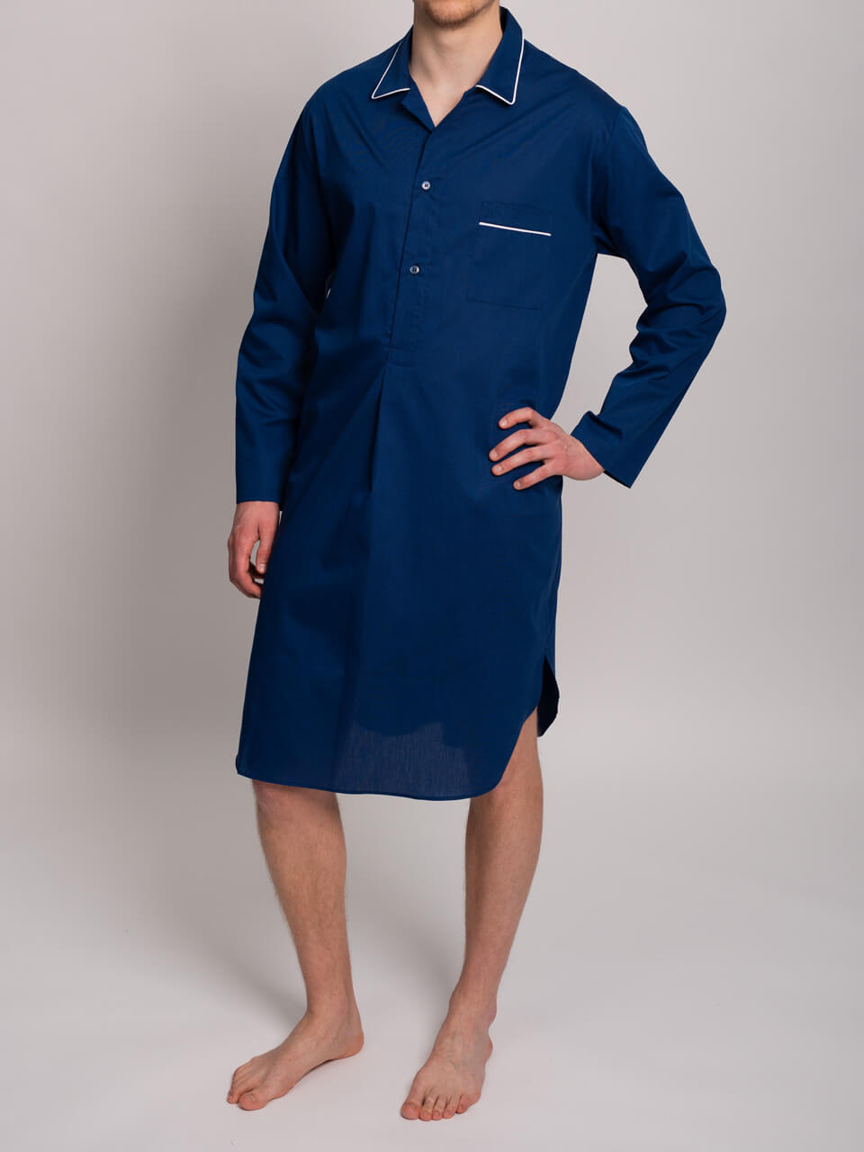 Novila  Herren Nachthemd Novila Paul 8058-Uni Popeline-marine 4