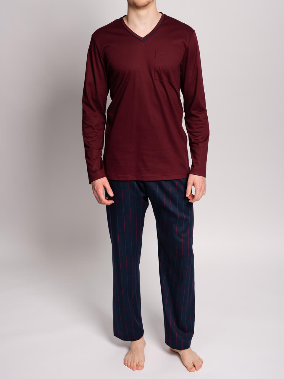 Novila   Herren Schlafanzug Novila Alexander 8150 - Kombi Oberteil  Jersey , Hose Stoff Satin