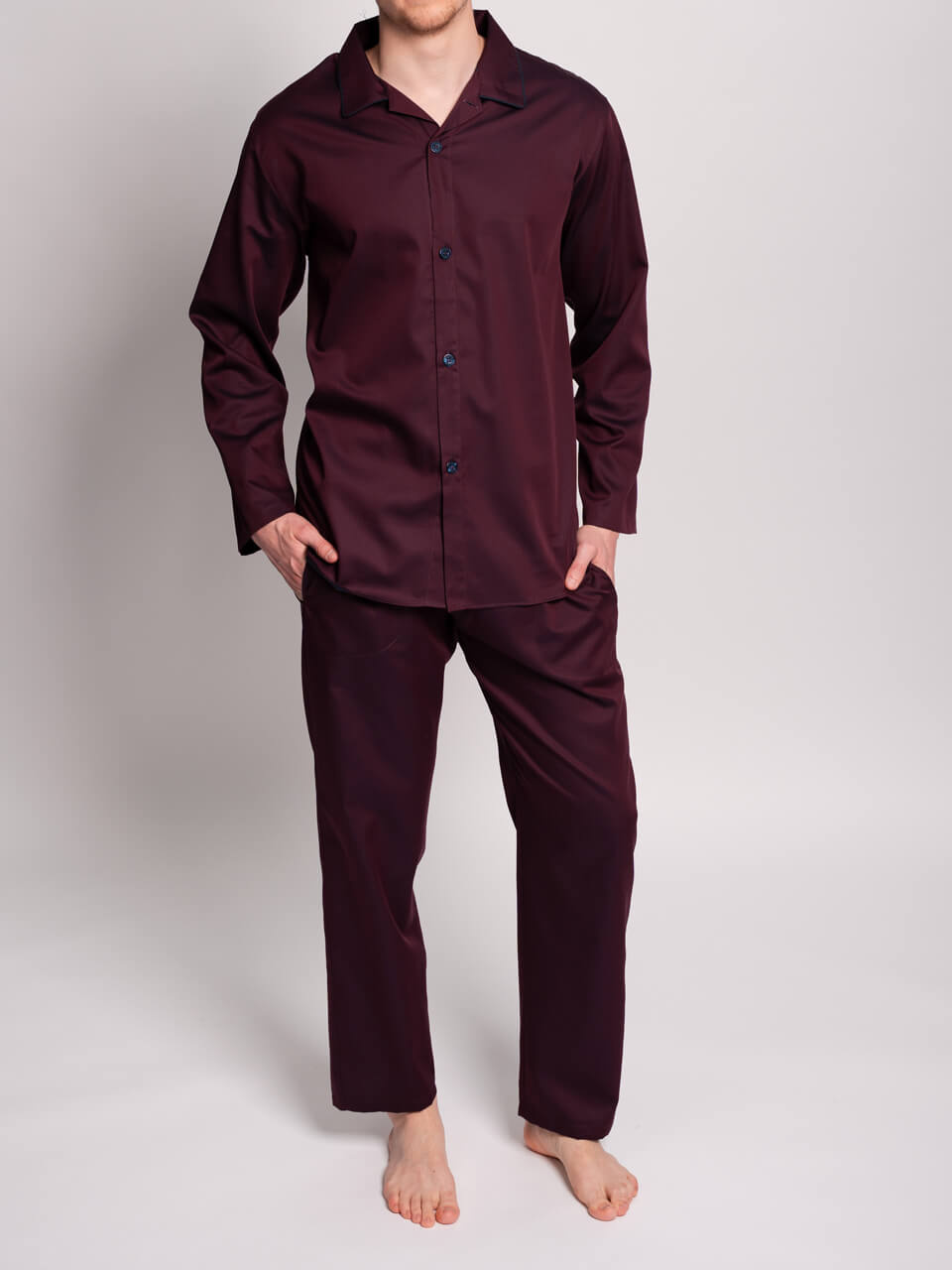 Novila  Novila Ben 9649 – Herren Satin Pyjama lang aus 100% Baumwolle - 4 Farben lieferbar