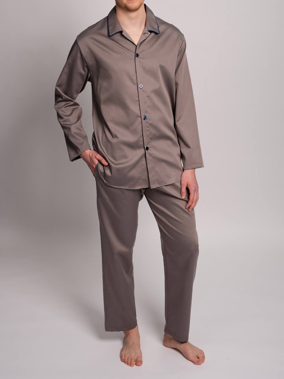 Novila  Novila Ben 9649 – Herren Satin Pyjama lang aus 100% Baumwolle - 4 Farben lieferbar