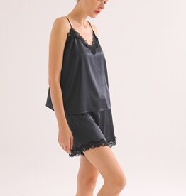 Sichou Seidenmanufaktur Sichou Pyjama Spitze reine Maulbeerseide - Marie schwarz