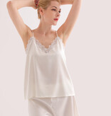 Sichou Seidenmanufaktur  Damen Pyjama Spitze reine Maulbeerseide - Marie weiß