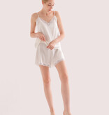 Sichou Seidenmanufaktur  Damen Pyjama Spitze reine Maulbeerseide - Marie weiß