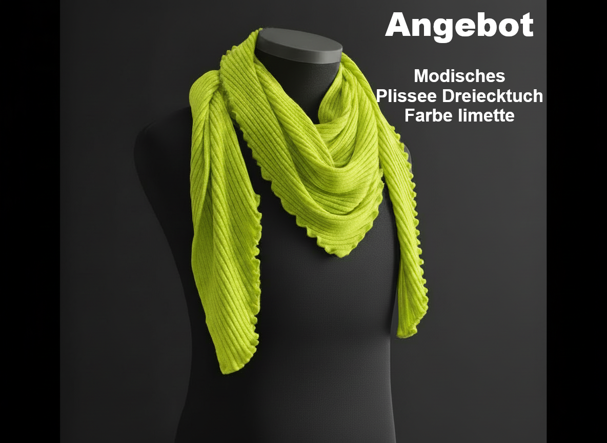 Eagle Produkts Modisches Dreiecktuch Stola Plissee 100% Schurwolle - Farbe limette 1335