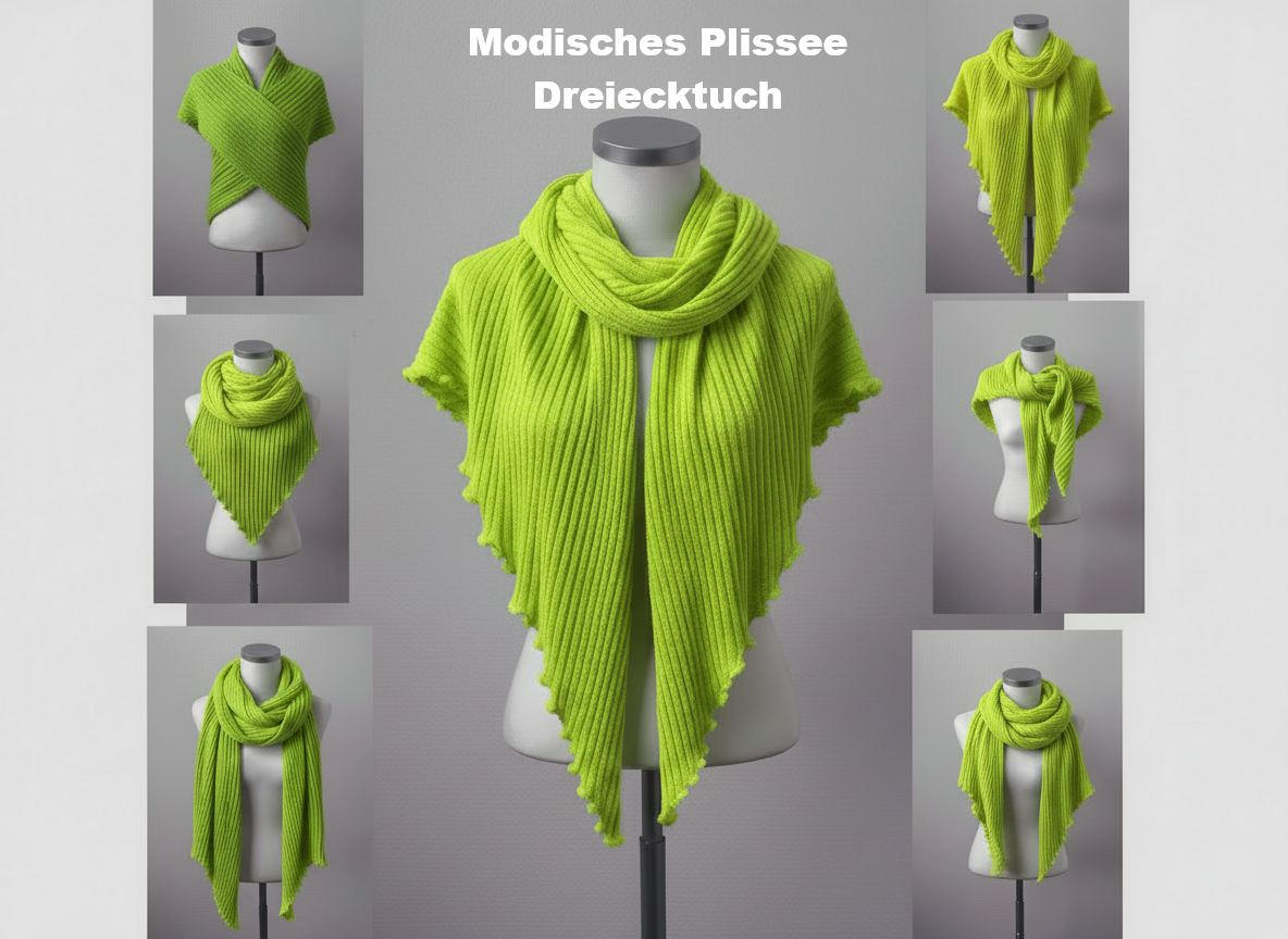 Eagle Produkts Modisches Dreiecktuch Stola Plissee 100% Schurwolle - Farbe limette 1335
