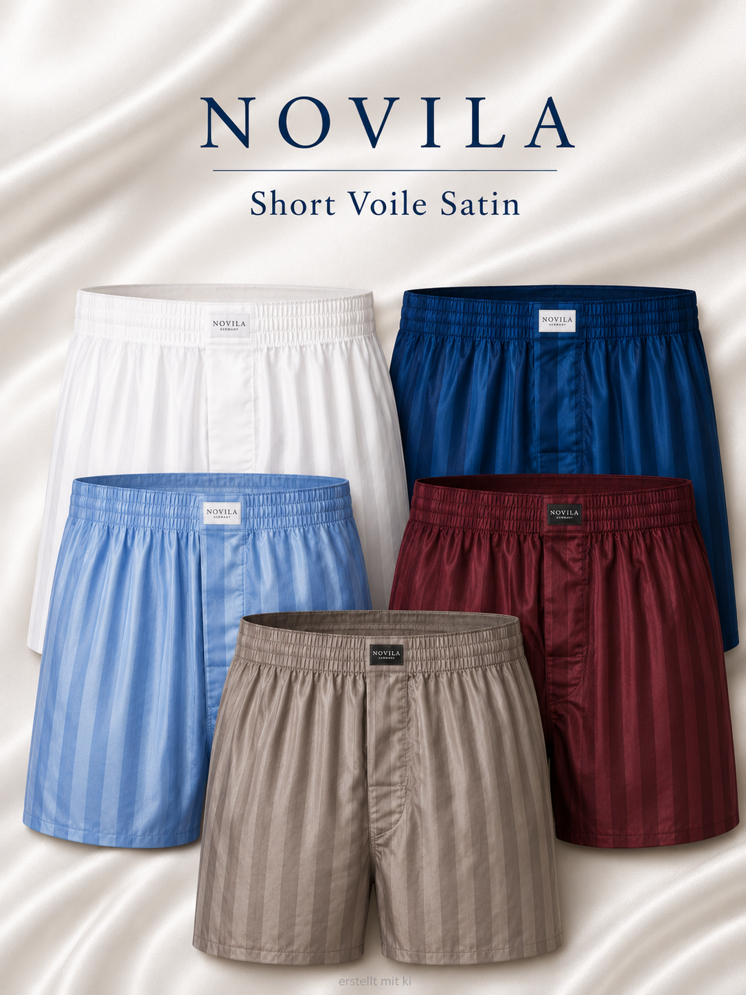 Novila  Novila Boxershorts 8367  5 Farben Voile Satin