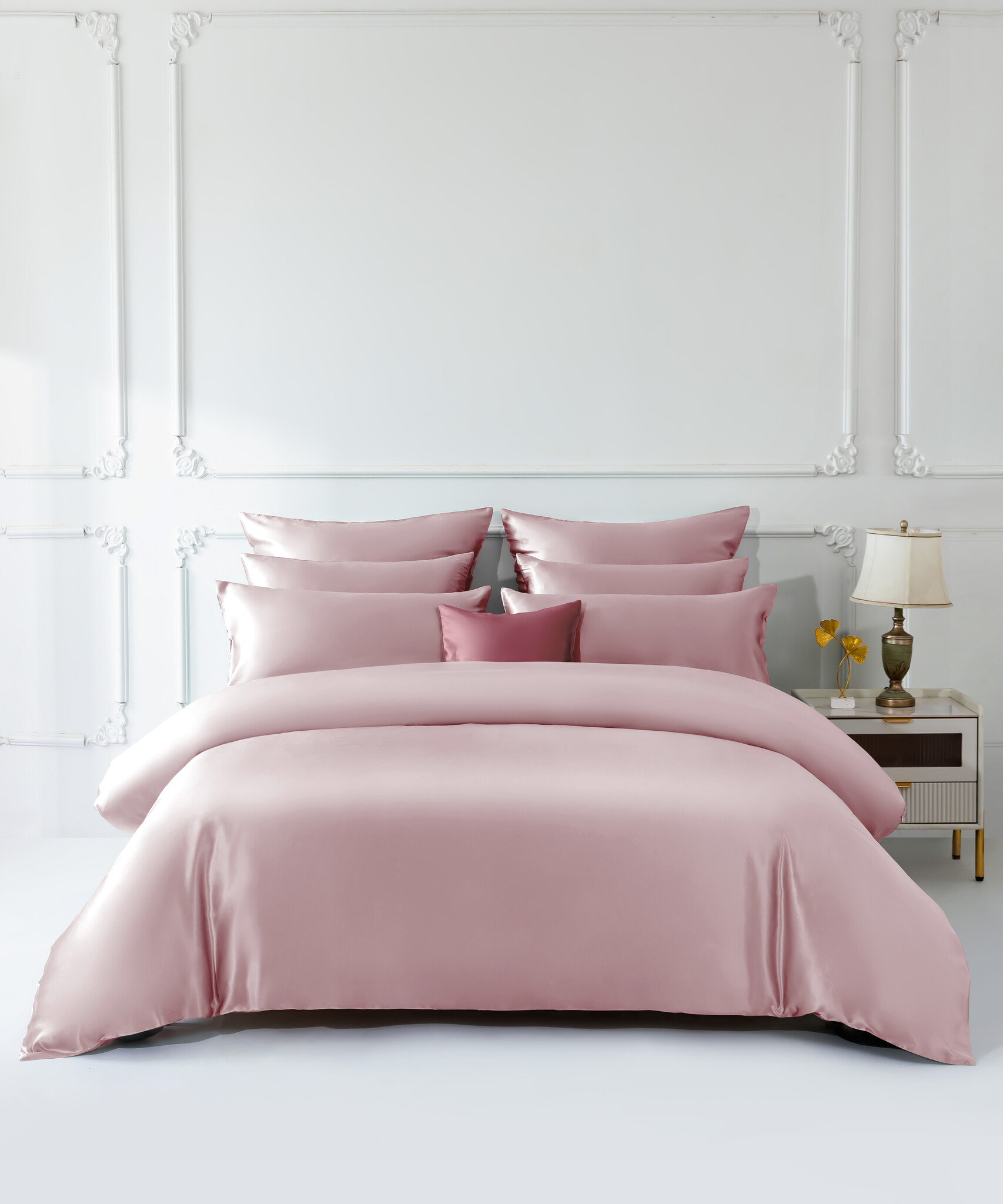 Sichou Seidenmanufaktur   Sichou Seidenbettwäsche Lilly puderrosa 100% feinste Maulbeerseide Satin