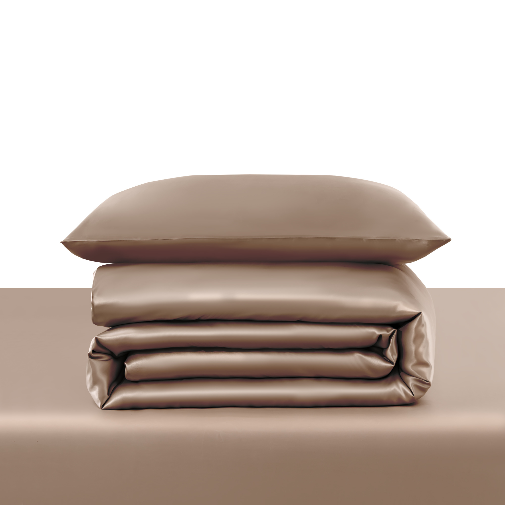 Sichou Seidenmanufaktur   Sichou Seidenbettwäsche ATHENA mochabraun Uni 100% feinste Maulbeerseide Satin