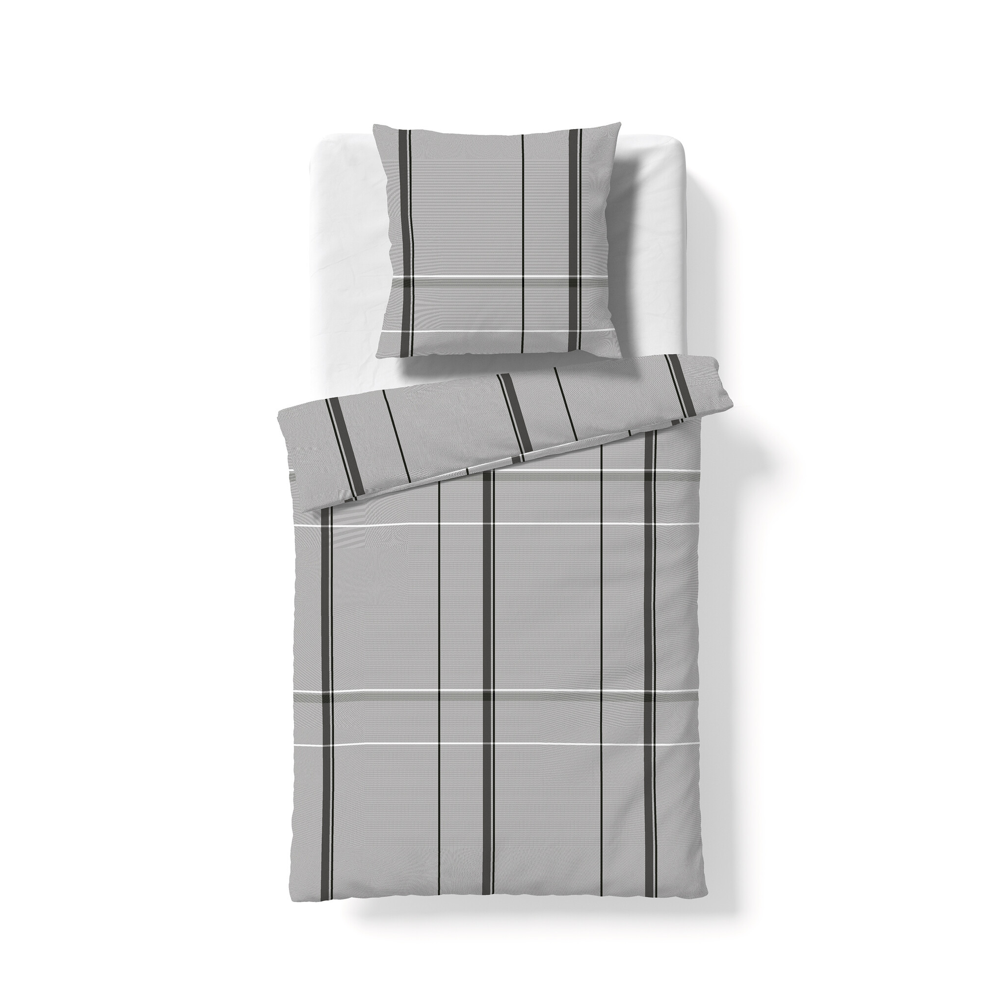 fleuresse – Hochwertige Bettwäsche Fleuresse Lech 605081 Flanell-Bettwäsche – Creme & Grau