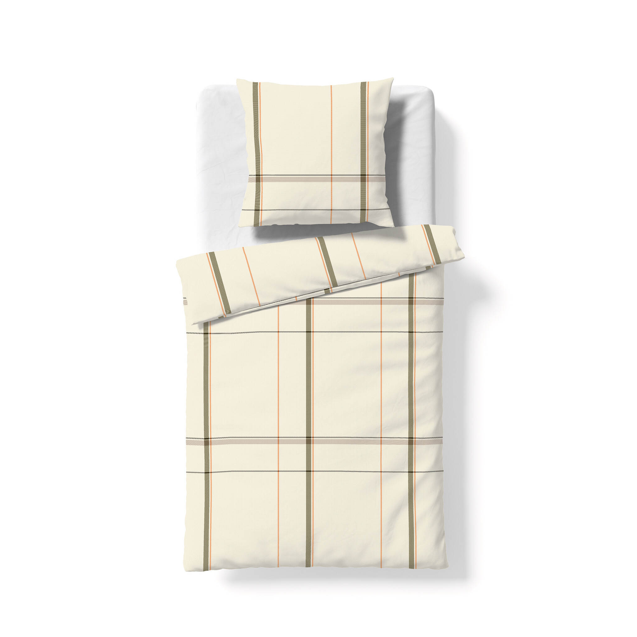 fleuresse – Hochwertige Bettwäsche Fleuresse Lech 605081 Flanell-Bettwäsche – Creme & Grau