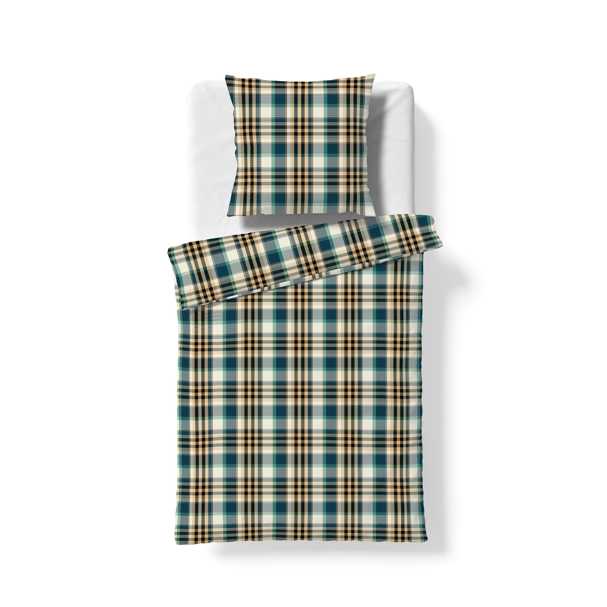 fleuresse – Hochwertige Bettwäsche Fleuresse Lech 605082 Flanell-Bettwäsche – Braun & Blau