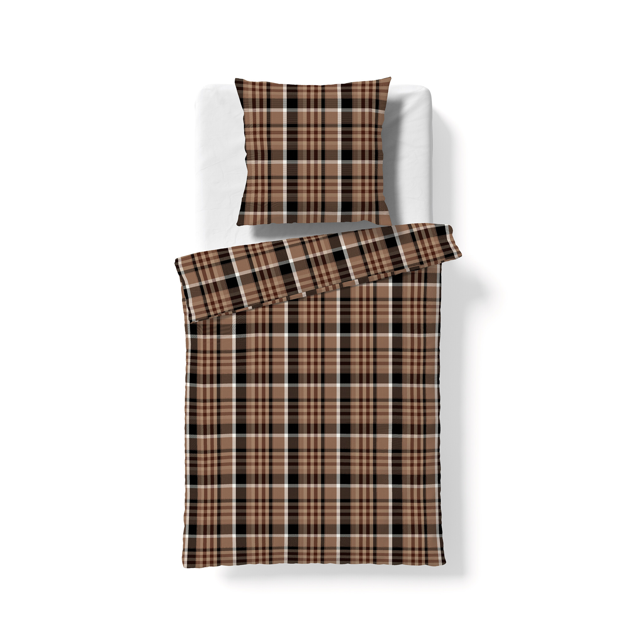 fleuresse – Hochwertige Bettwäsche Fleuresse Lech 605082 Flanell-Bettwäsche – Braun & Blau