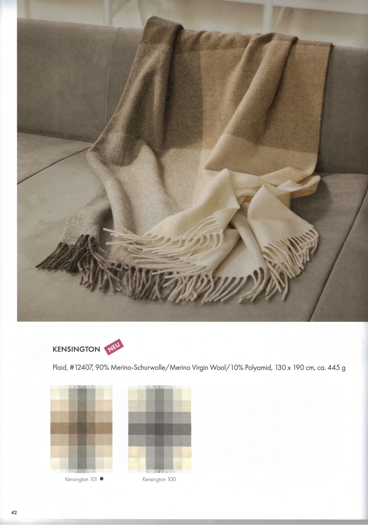 Eagle Produkts  Kensington Plaid Karomuster-Merinowolle mix- 2 Farben