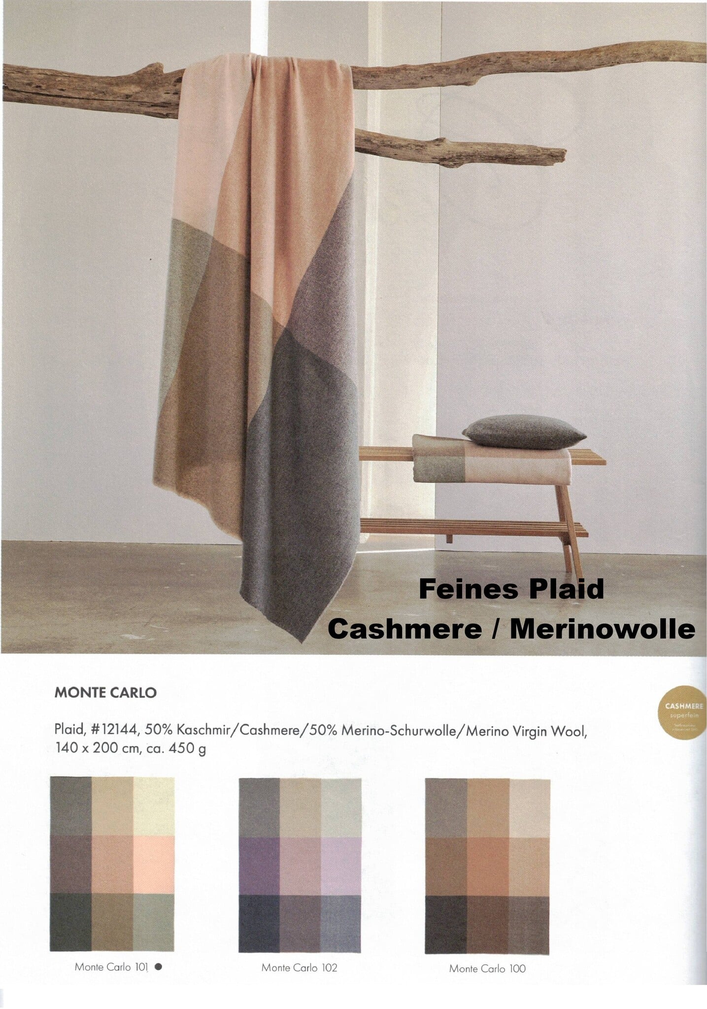 Eagle Produkts  MONTE CARLO  Cashmereplaid 50% Cashmere 50% Schurwolle  4 Farben