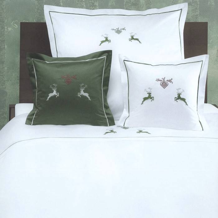 Graser - feinste Bettwäsche Graser Bettwäsche - Stickerei Hirsch Satin weiß