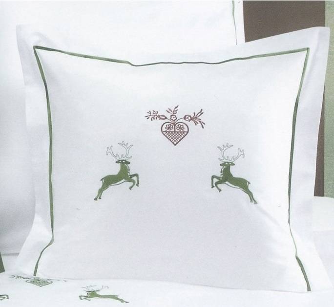 Graser - feinste Bettwäsche Graser Bettwäsche - Stickerei Hirsch Satin weiß