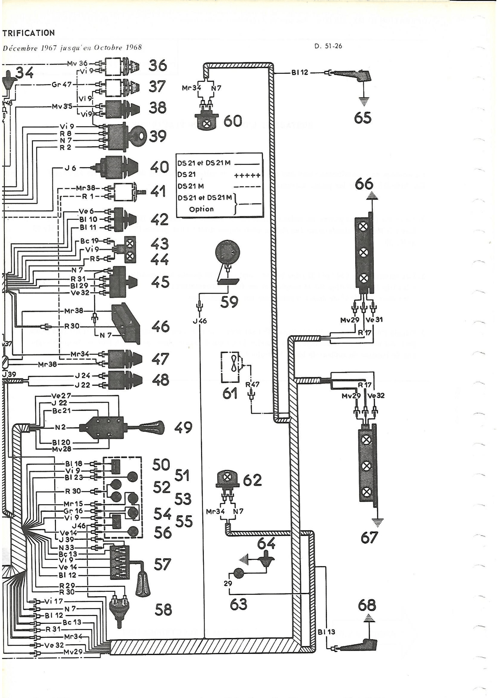 Front wiring left hand drive (alternator / battery on the right) pallas 68 Nr Org: DX51128G