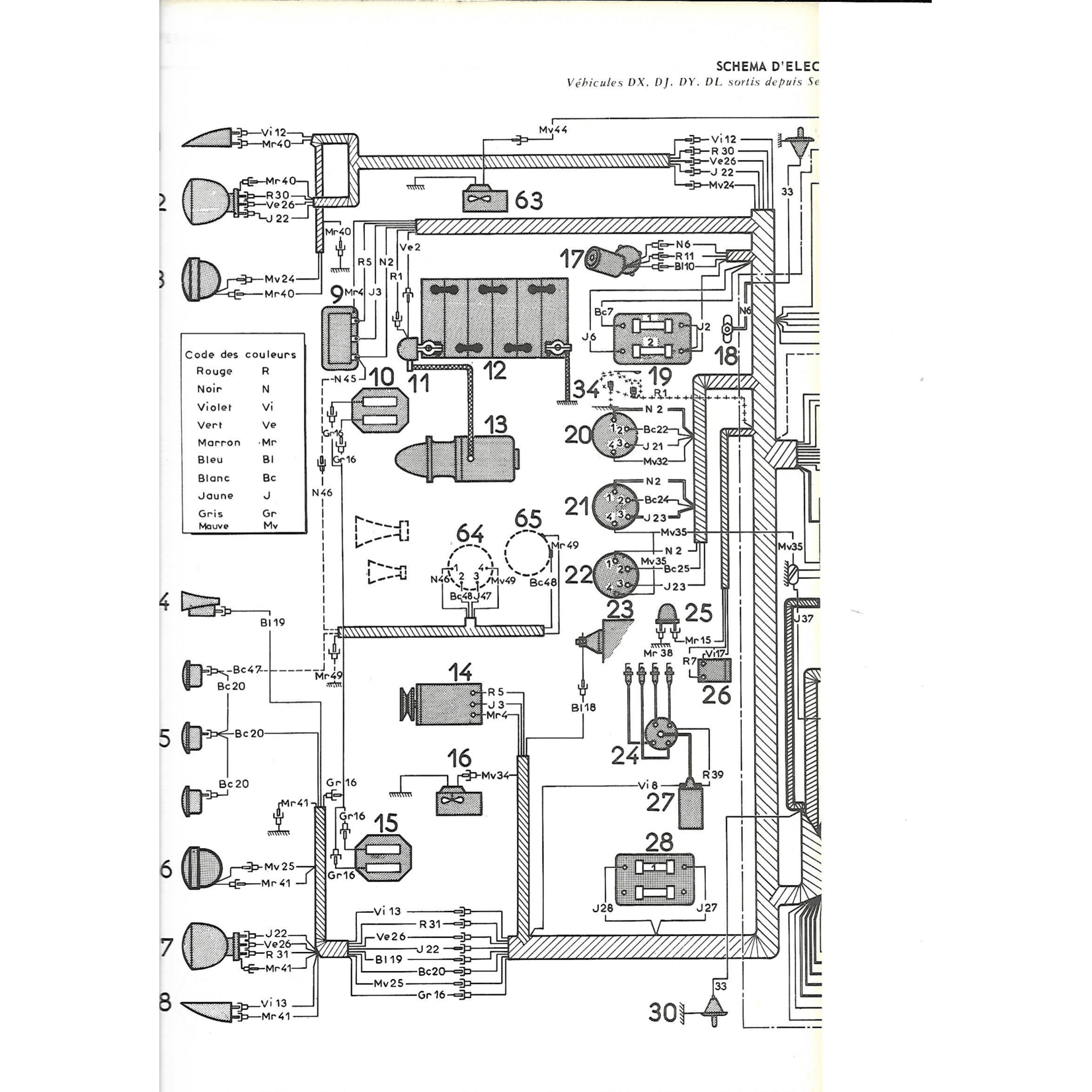 Front wiring left hand drive (dynamo / battery on the right) pallas 67