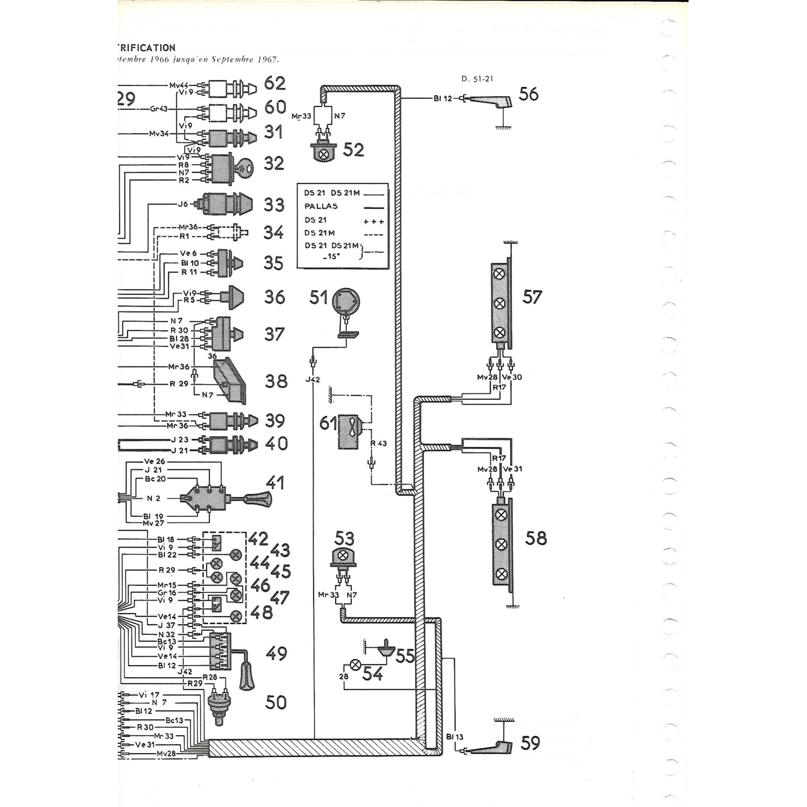 Front wiring left hand drive (dynamo / battery on the right) pallas 67