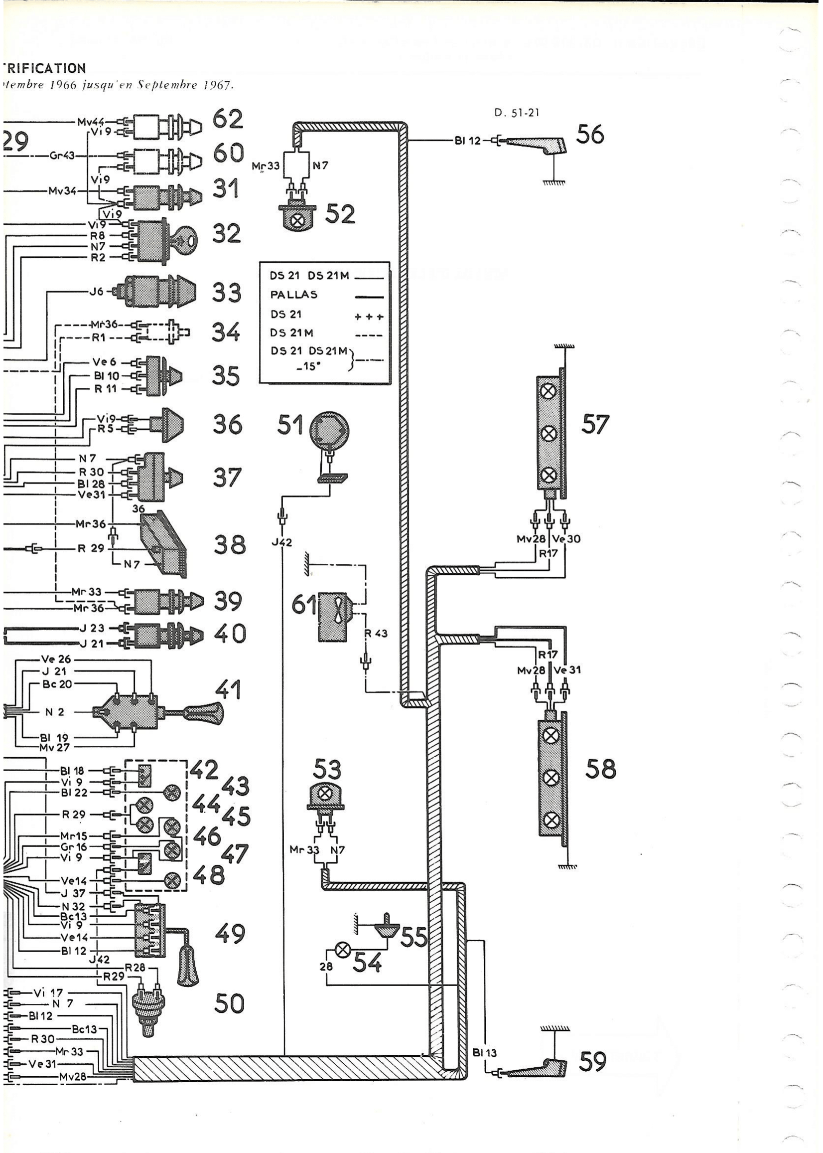 Front wiring left hand drive (dynamo / battery on the right) pallas 67