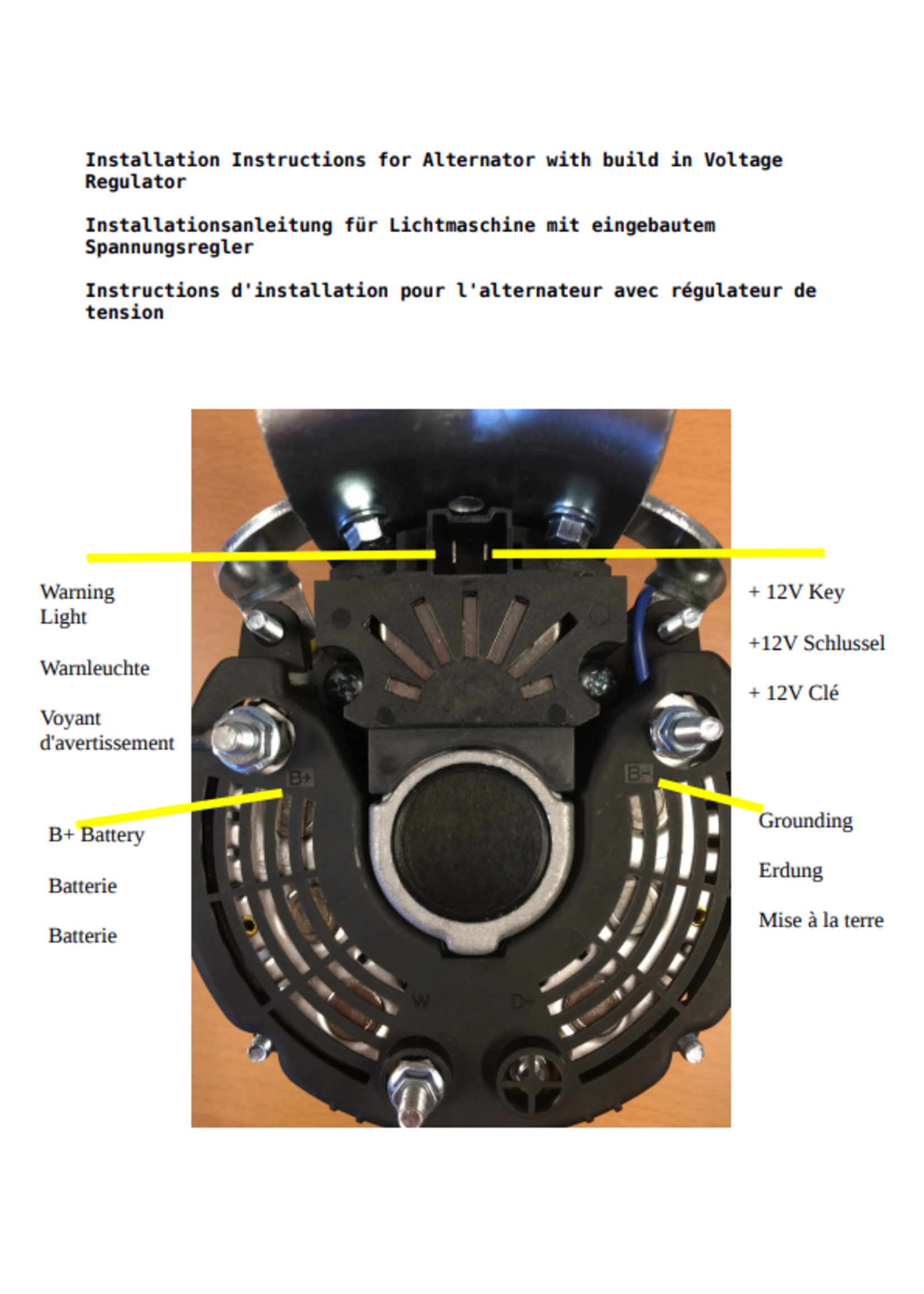 Wisselstroom dynamo met ingebouwde regelaar Nr Org: 5440847