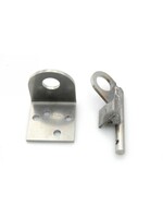 Tab on axle arm for flexible brake pipe