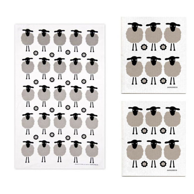 Theedoek en vaatdoek set Schapen