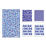 Kitchen textile set leaves and flowers blue