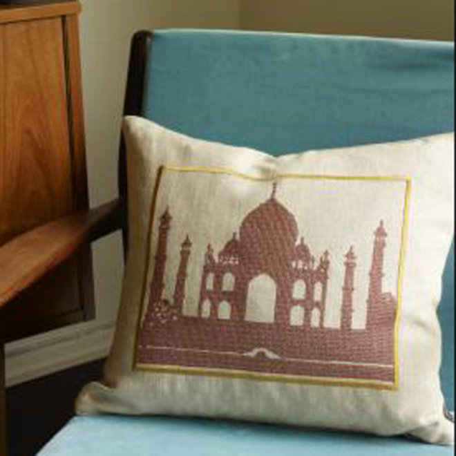 Embroidered cushion Taj Mahal