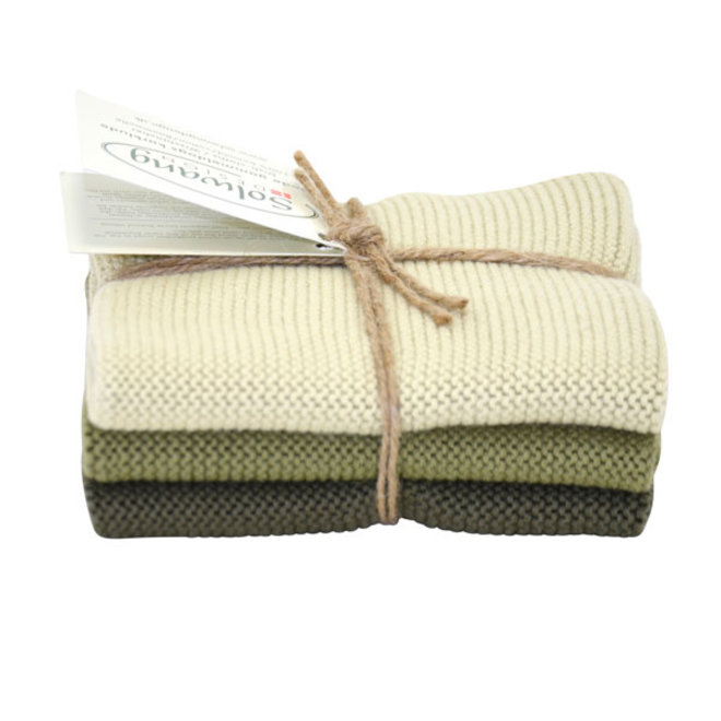 Set gebreide vaatdoeken Olive Combi (03-32-94)