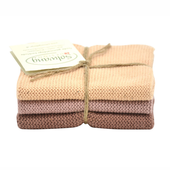 Set knitted dishcloths Brown (82-83-84)