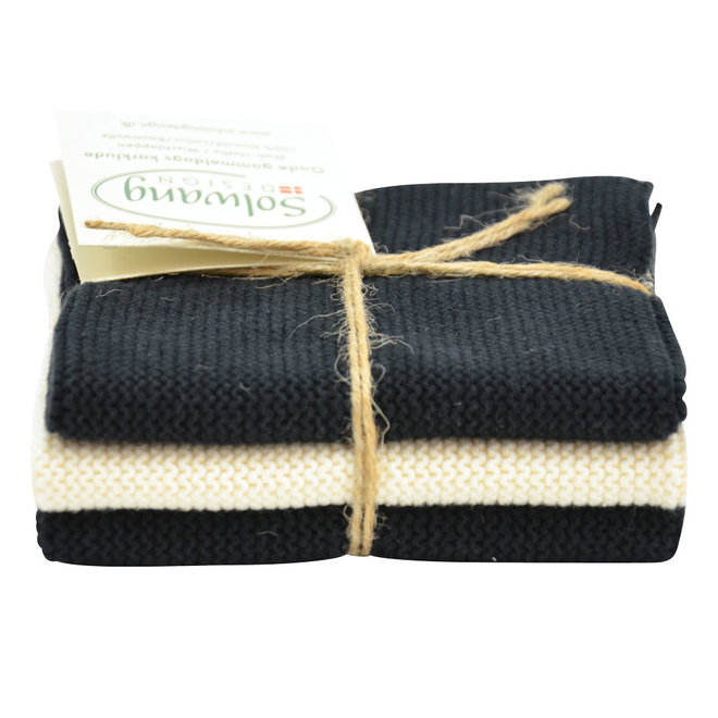 Set knitted dishcloths  Black & White (99-02-99)