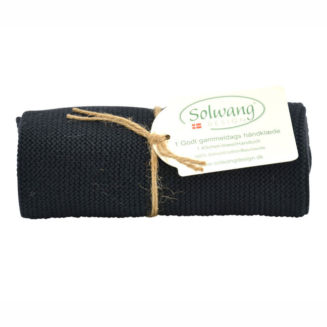 Gebreide handdoek Black (H99)