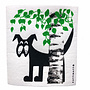 Dishcloth Dog behind Birch tree
