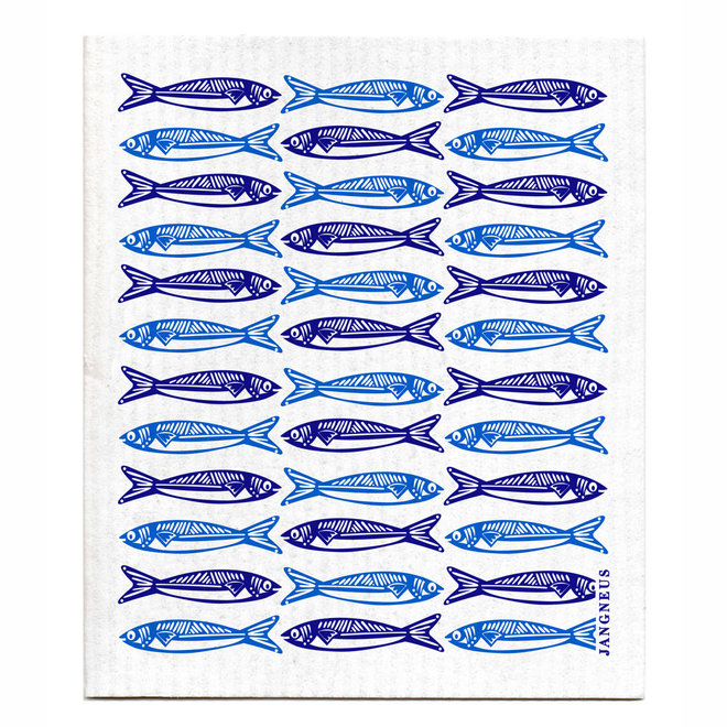 Dishcloth blue Sardines