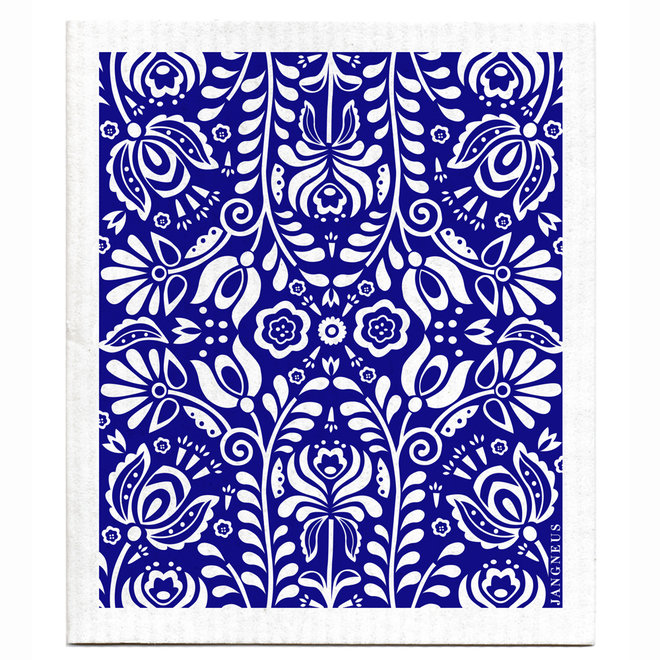 Vaatdoek Scandi bloom blauw