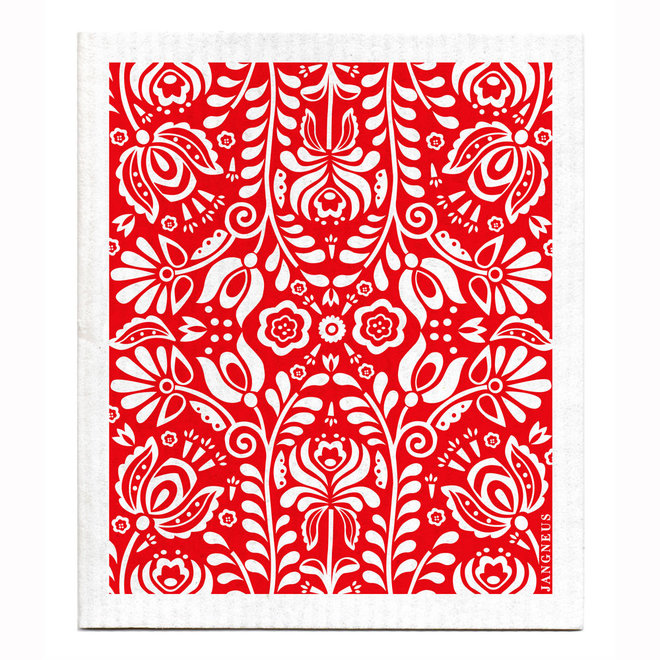 Vaatdoek Scandi bloom rood