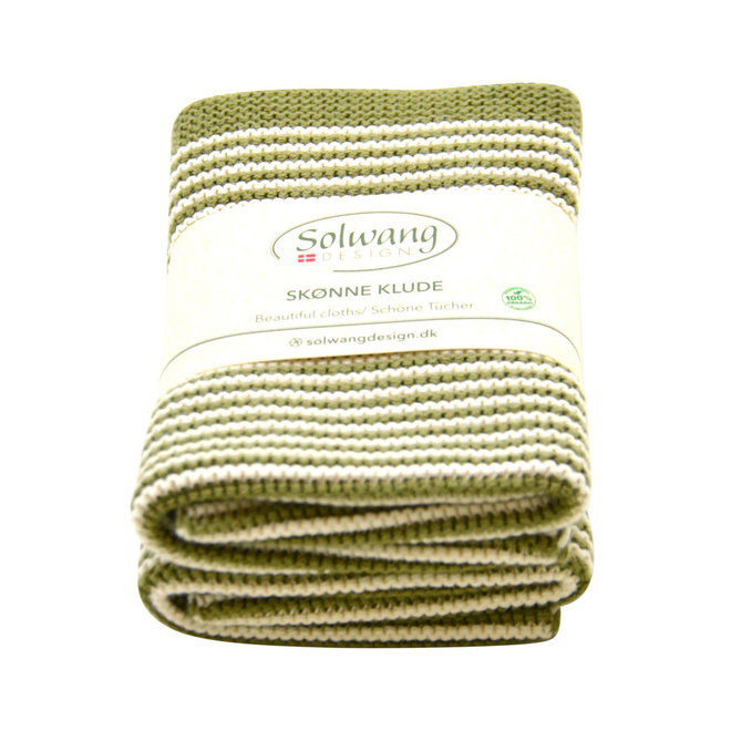 Set knitted dishcloths Stripe Olive (0232)